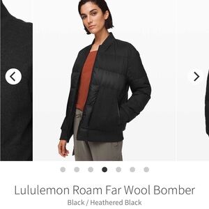 lululemon athletica Roam Far Wool Bomber Puffer Jacket Down Filled